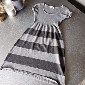 Pink Rose - Grey Striped Dress - S